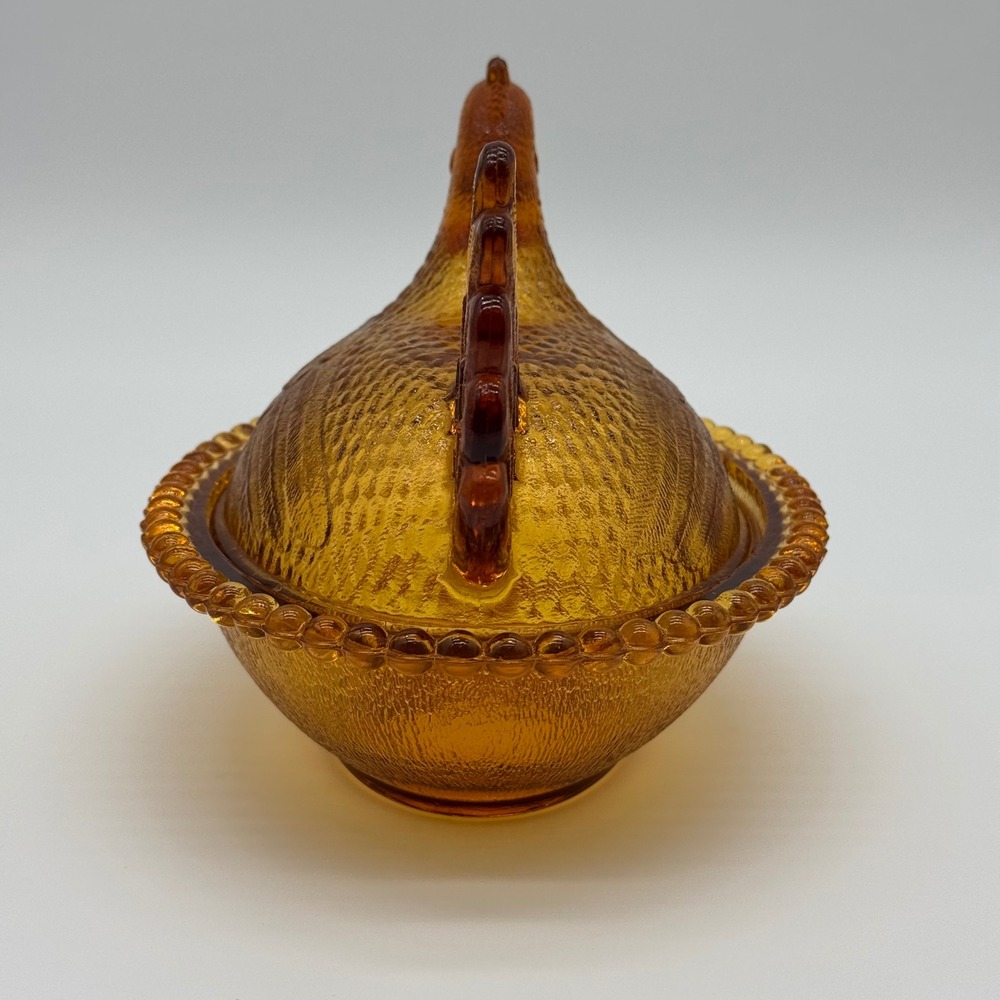 Amber Indiana Glass Hen on Nest Covered Dish Vintage Honey Brown - Picture 4 of 16